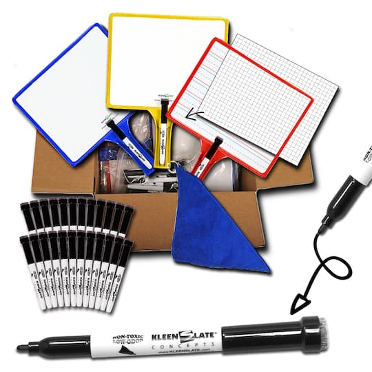 KleenSlate® Handheld Whiteboards with Clear Dry Erase Sleeves & Markers